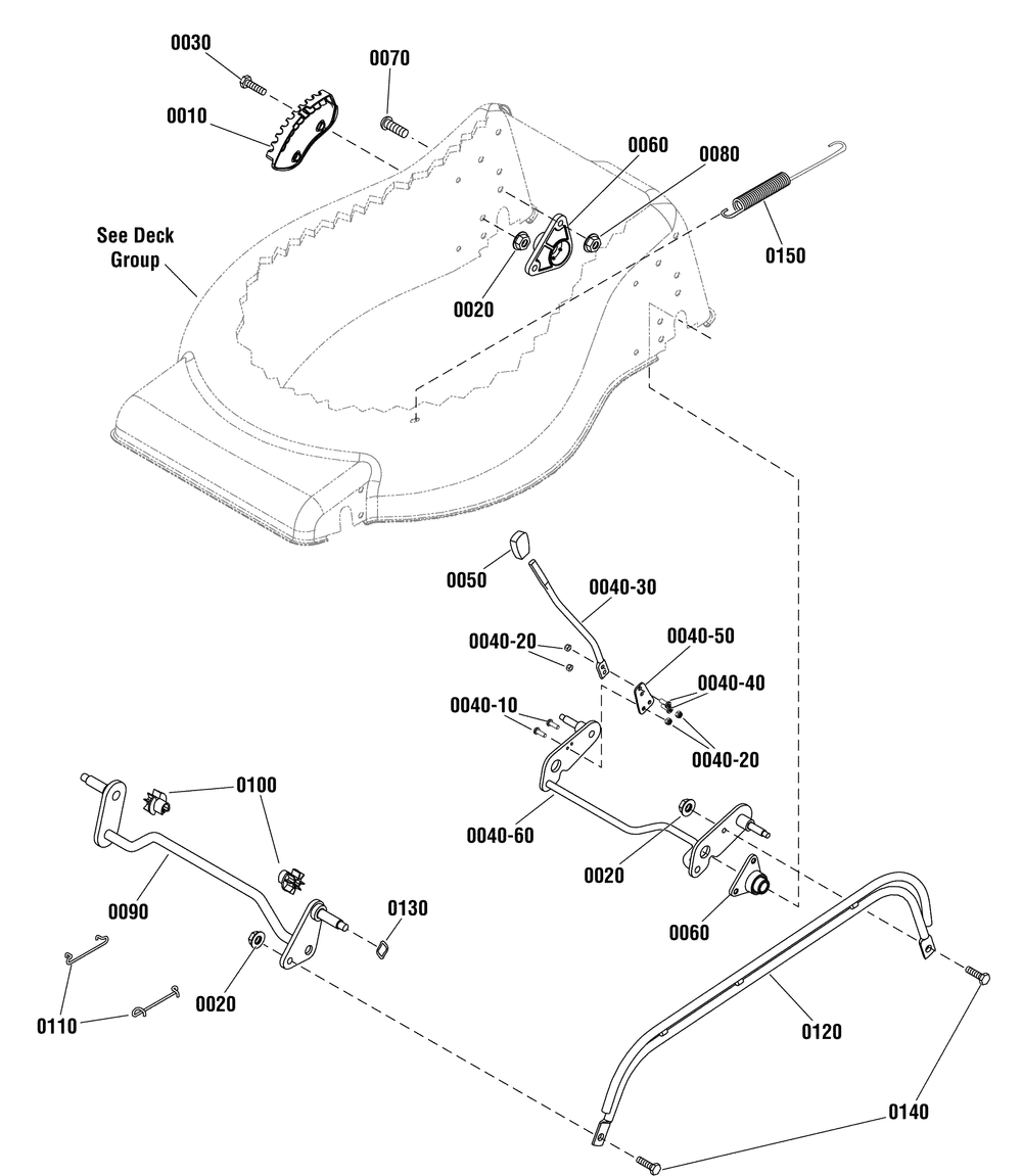 Height Of Cut Group (881573) Diagram and Parts List for 881548-MPH625E,625SERIES 2012 Briggs and Stratton Lawn Mower